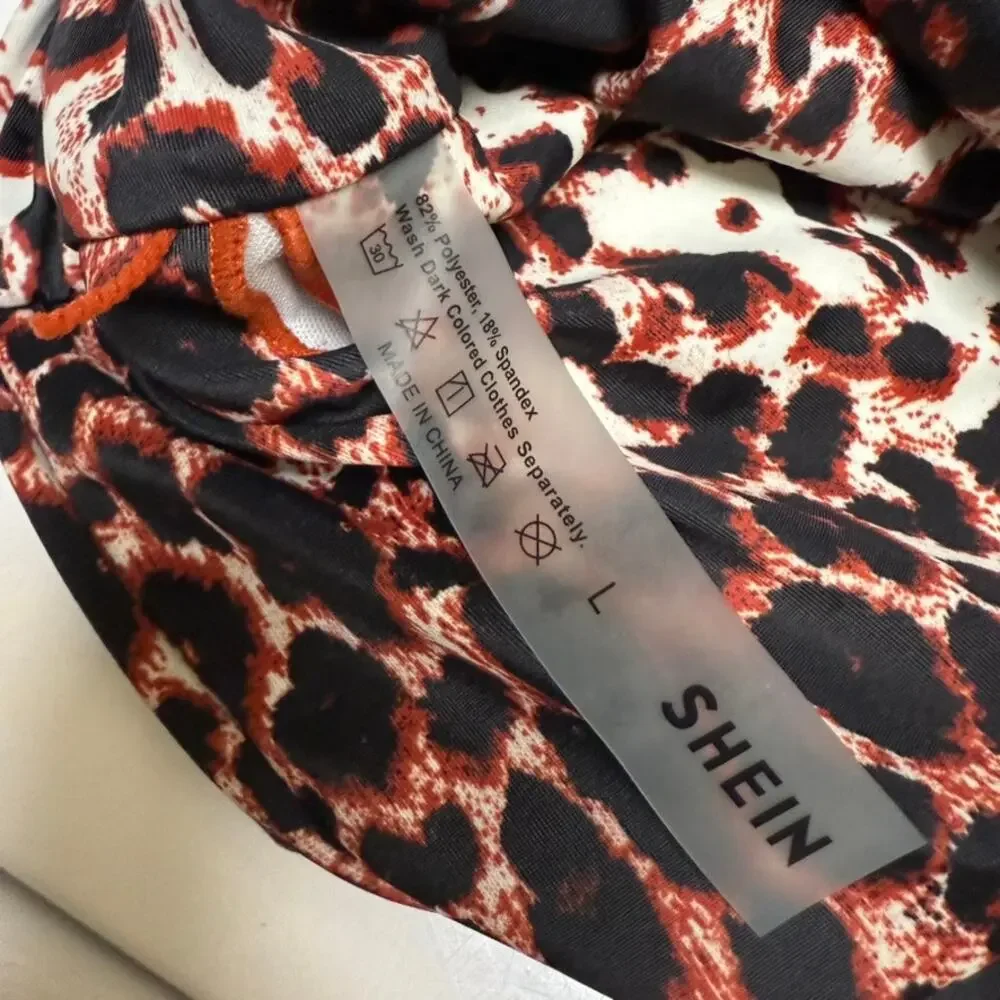 Shein Bikini‎ Top Bathing Suit Leopard Print Large Never Worn